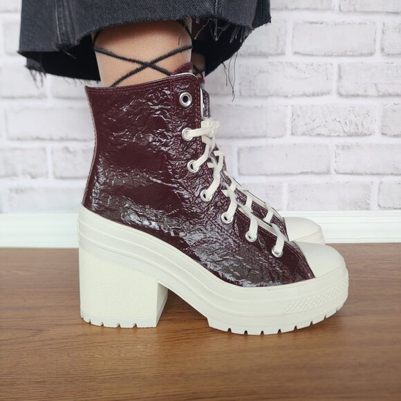 ⭐Converse Chuck 70 De Luxe Heel Crinkle Sz 7 Mens Boots Sneaker Burgundy A13387C - Picture 9 of 10